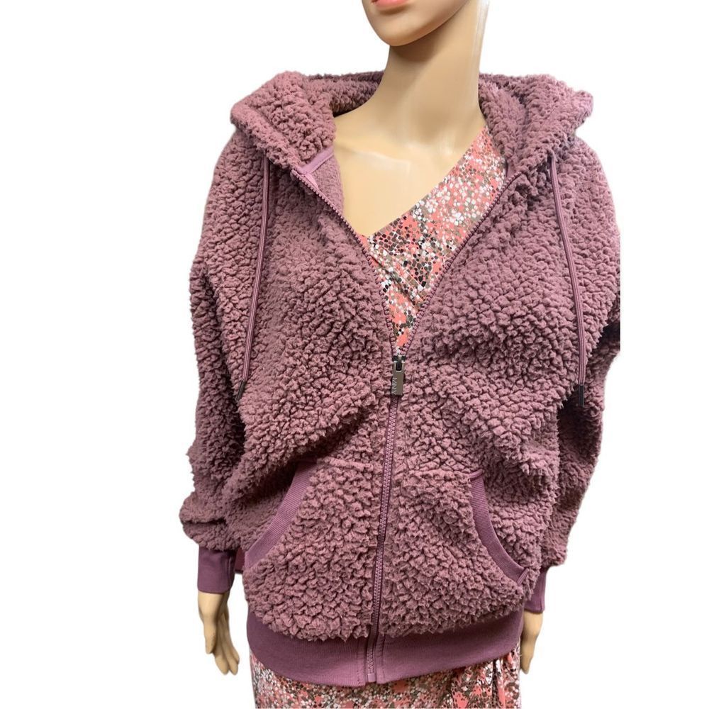 Marc New York Andrew Marc Mauve Fuzzy Hooded Zip … - image 2